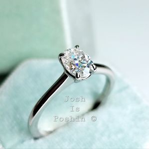 1CT. Oval Moissanite solitaire engagement ring in sterling silver